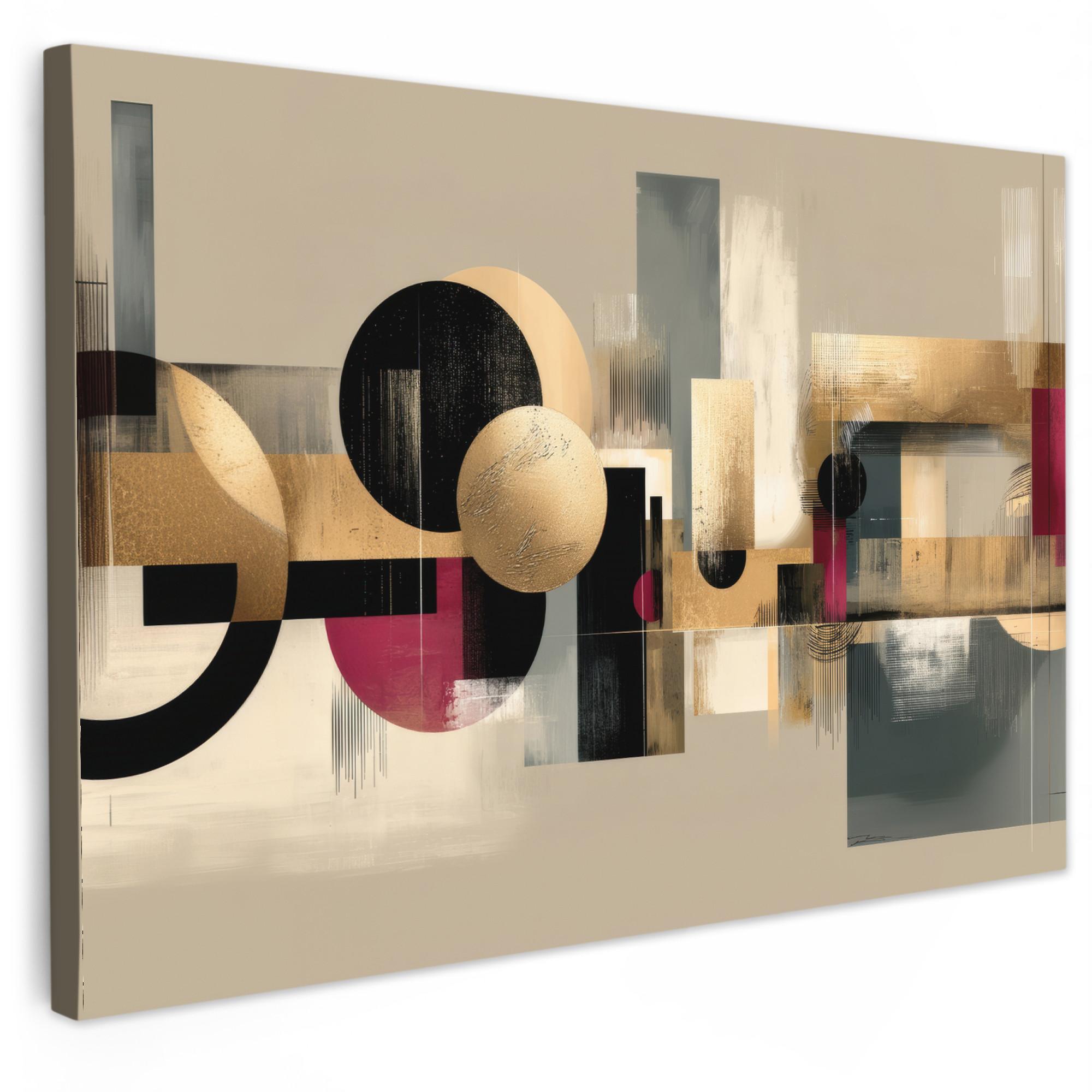 LEINWANDBILD Abstrakt - Formen - Beige - Texturen Groß 140x90 cm - Beige, Textil (140/90cm) - MuchoWow