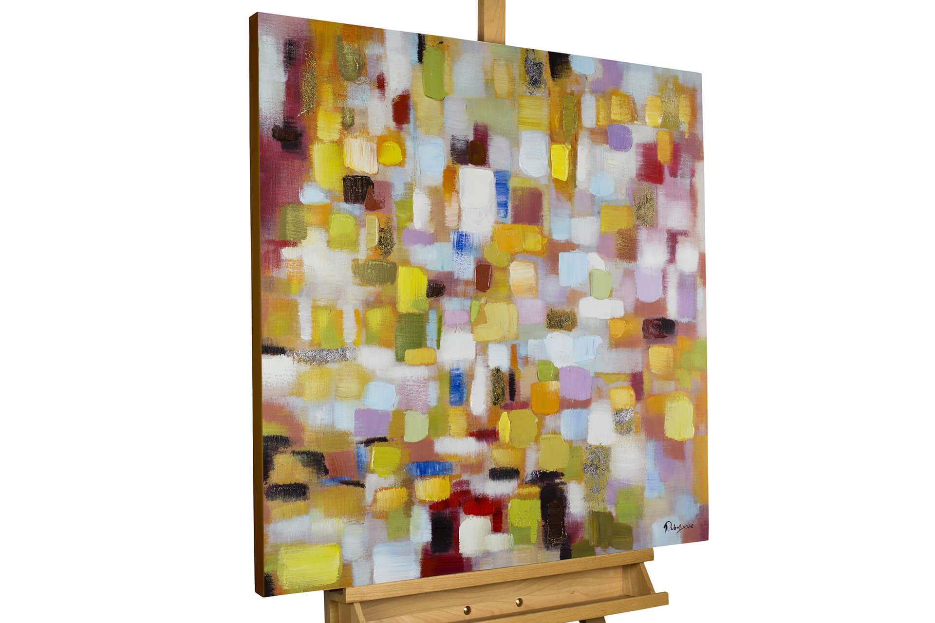 ACRYLBILD HANDGEMALT 80/80 cm - Gelb, Holz/Textil (80/80cm) - KUNSTLOFT