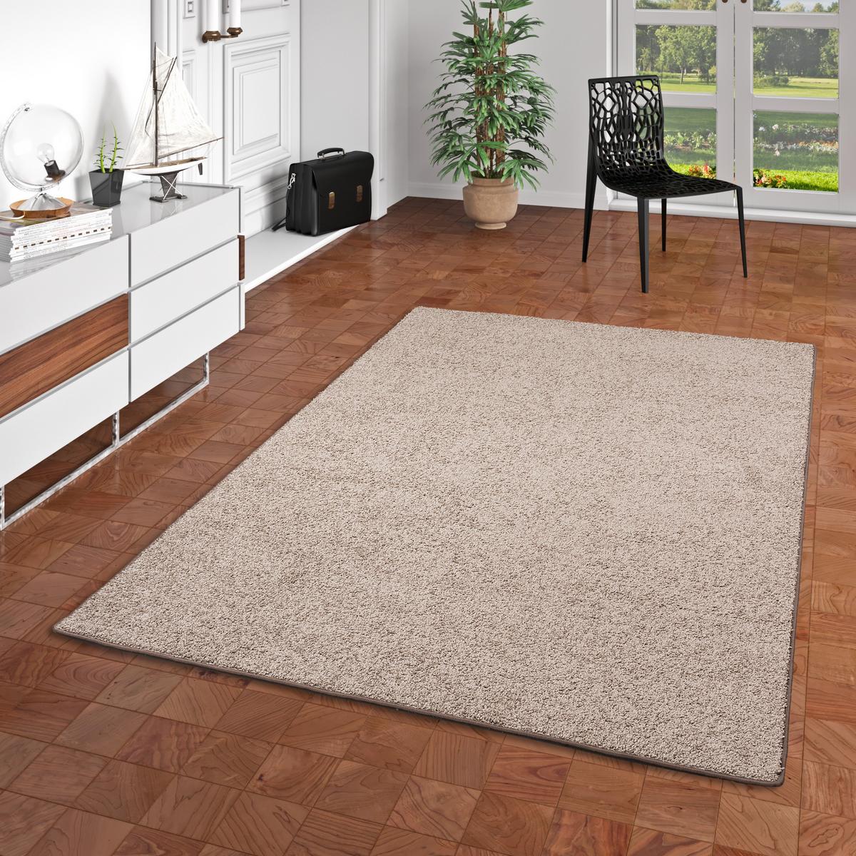 HOCHFLOR VELOURS TEPPICH MONA - Taupe, Textil (133/133cm) - Snapstyle