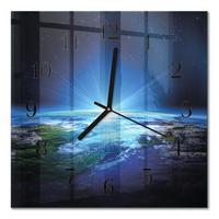 WANDUHR aus Glas 30x30 cm - Das Universum der Erde - Blau, Glas (30/30/0.4cm) - TULUP