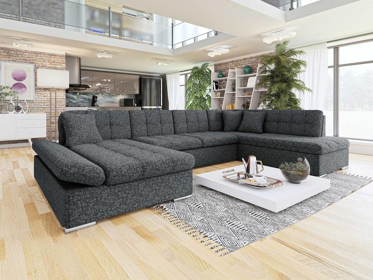 ECKSOFA Bergen, Seite: Links - Greige/Silberfarben, Holz/Textil (345/76/205cm) - MIRJAN24