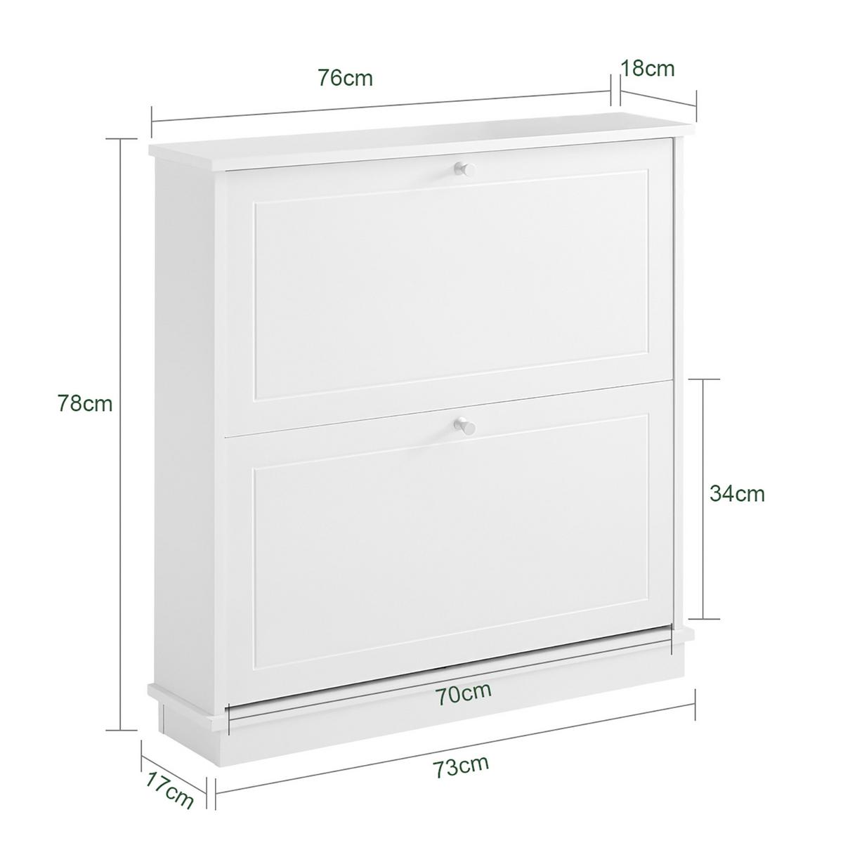 SCHUHSCHRANK Weiß - Weiß, Holzwerkstoff (76/78/18cm) - SoBuy