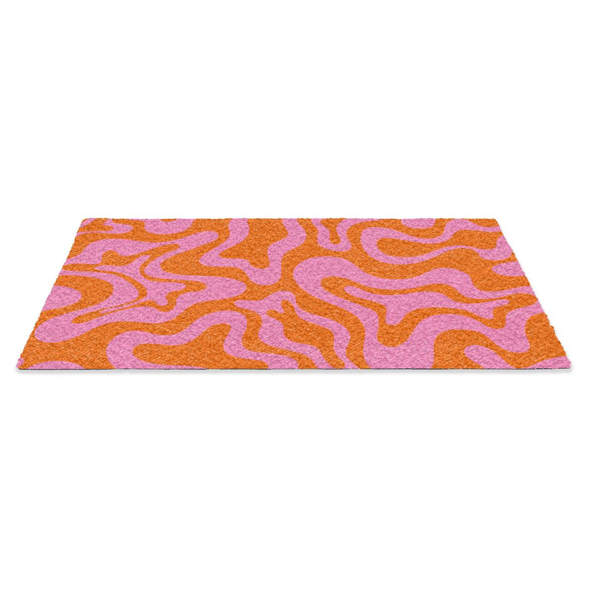 FUSSMATTE Muster - Rosa - Orange - Abstrakt - Modern Türmatte 90x60 cm - Pink, Kunststoff (90/0.4cm) - MuchoWow