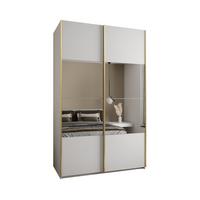SCHWEBETÜRENSCHRANK 245,5/150/64 2-türig - Goldfarben/Weiß, Holz/Metall (150/245/64cm) - Abiks Möbel