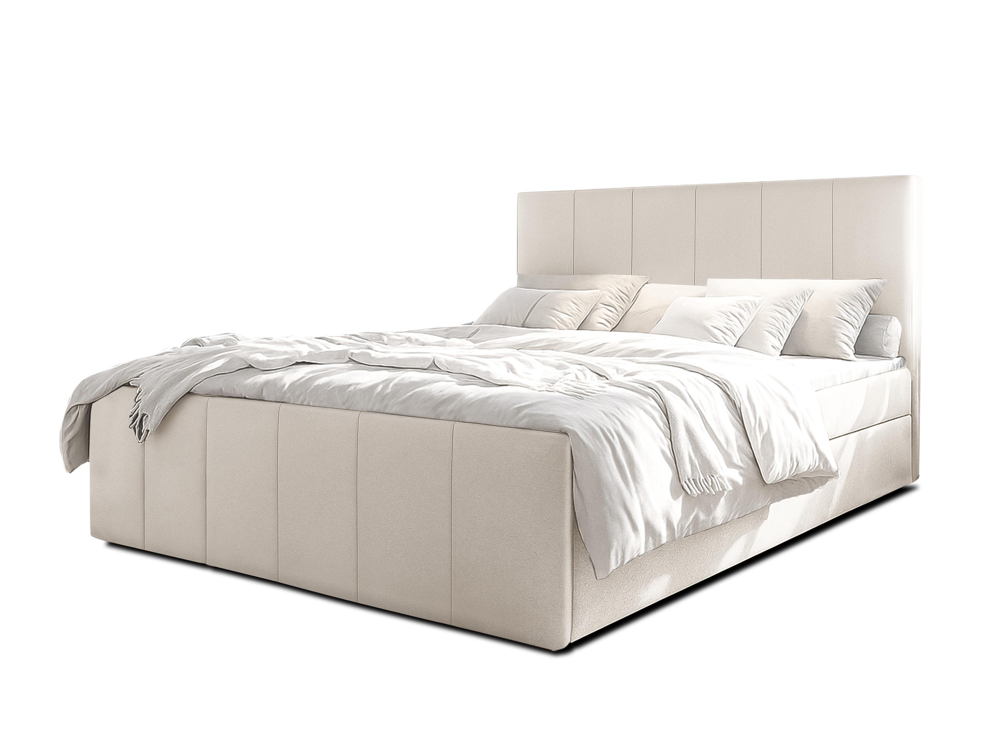 BOXBETT LEVENTE 160x200 cm mit Bettkasten und Matratze - Beige + TOPPER - Beige/Schwarz, Holz/Holzwerkstoff (160/200cm) - AX Living