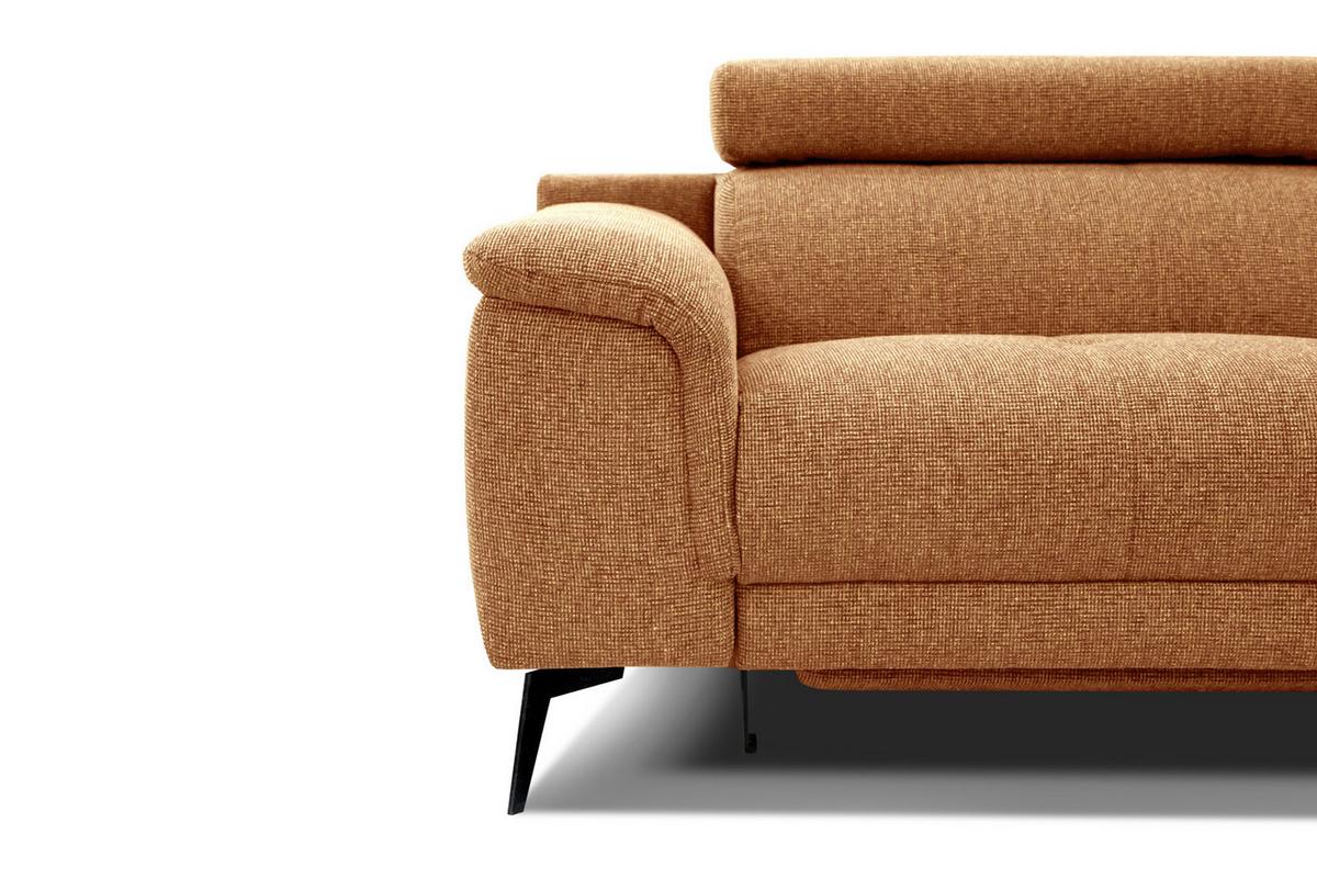 RELAXSOFA FIERO 3-Sitzer mit 1 Relaxfunktion, orange - Schwarz/Orange, Holzwerkstoff/Textil (212/82/103cm) - Wozimo