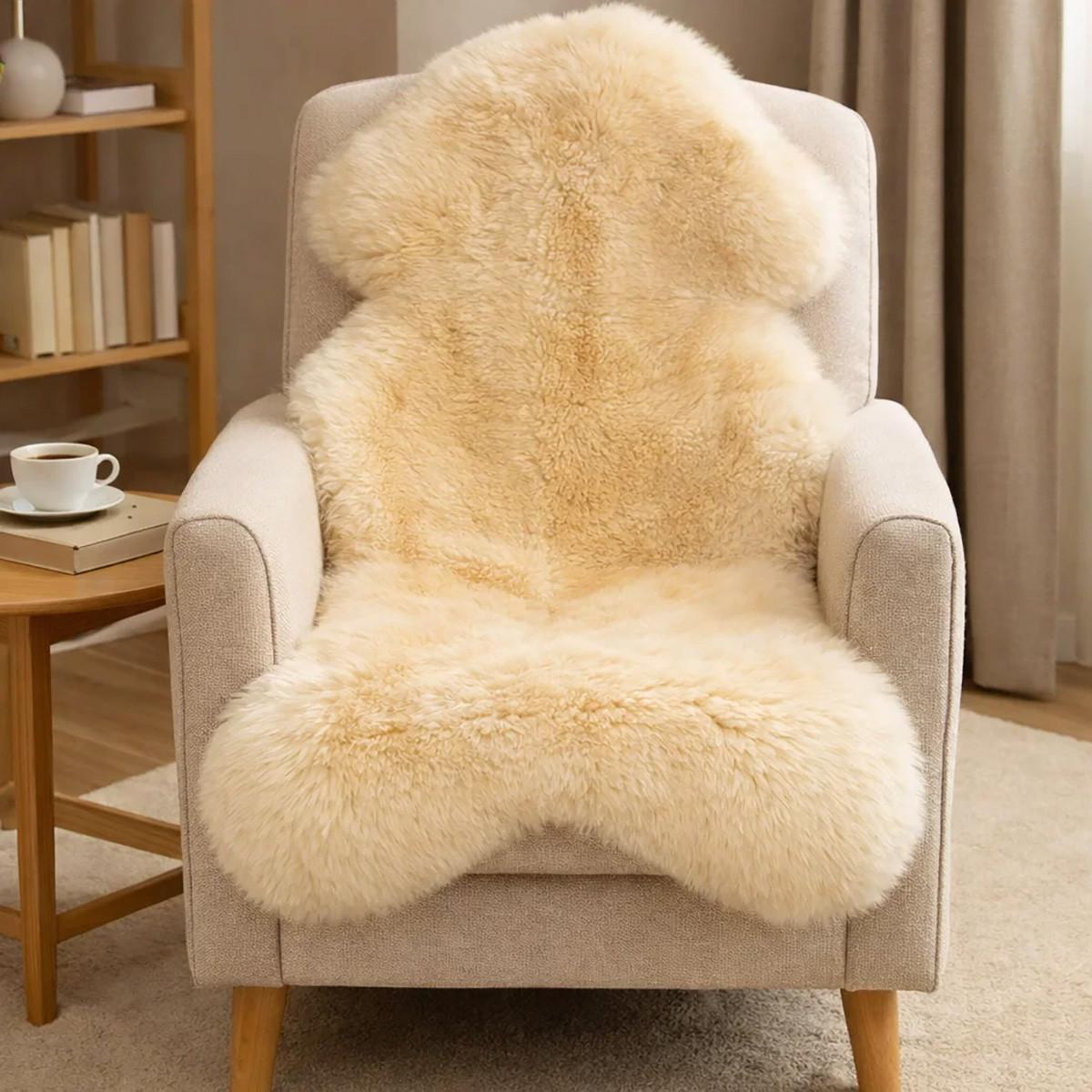 SCHAFFELL Premium Lammfell Natur ungeschoren weiche Wolle Naturweiß ca. 115 cm - Weiß, Fell (65/115cm) - Provellus