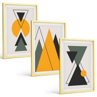 BILDER SET 3er Set - 40x60 cm Goldrahmen - Abstrakte geometrische Formen - Goldfarben, Kunststoff (40/60cm) - TULUP