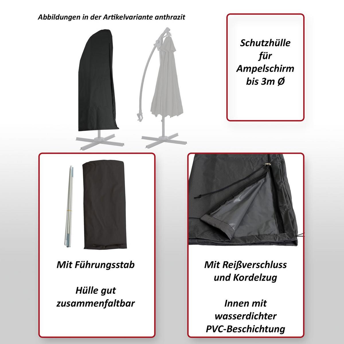 SCHUTZHÜLLE AMPELSCHIRM Anthrazit - Anthrazit, Kunststoff (80/195/1cm) - MCW