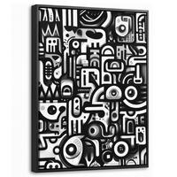 LEINWAND Bilder mit Rahmen - Symbole - Abstrakt - Grafik - Schwarz - 30x40 - Schwarz, Textil (30/40cm) - MuchoWow