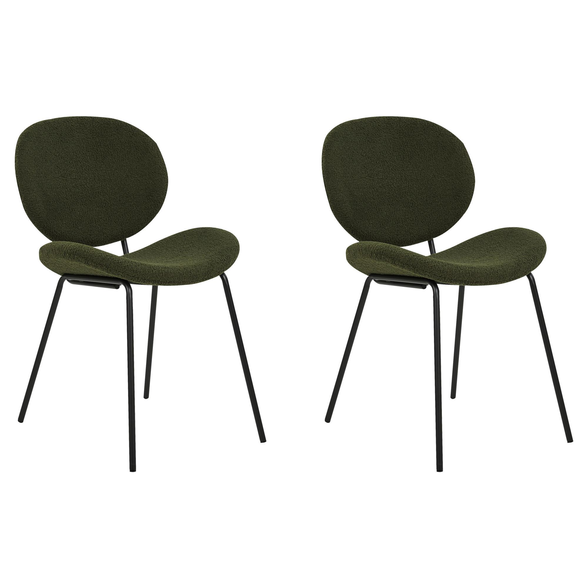 ESSZIMMERSTUHL 2er-Set Kunstleder Grün Luana - Grün, Textil/Metall (50/80/52cm) - Beliani