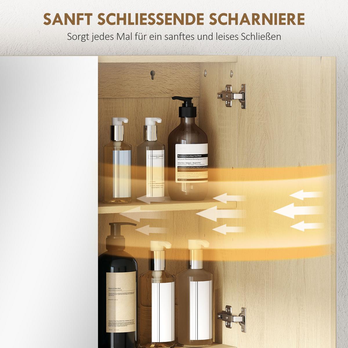 SPIEGELSCHRANK Spanplatte Glas Eiche - Eichefarben, Glas/Holzwerkstoff (60/75/16.6cm) - HOMCOM