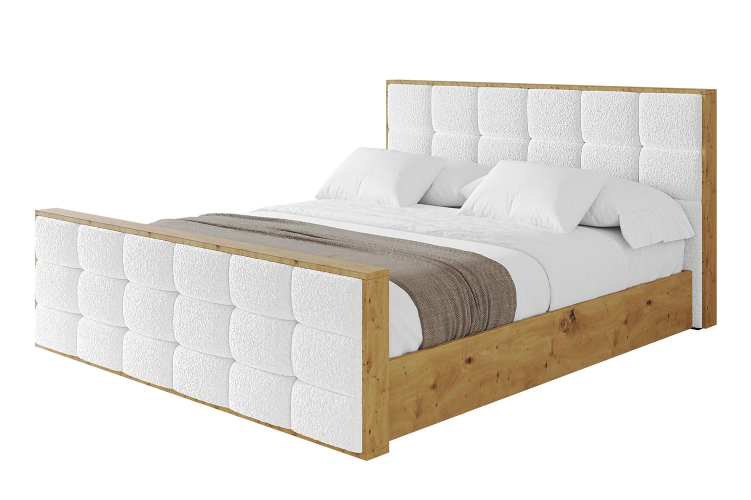POLSTERBETT mit Bettkasten, Fußteil und Lattenrost, Boxbett mit Matratze H3/H4 - ENZO2-Z 180x200 Weiß - Weiß, Holzwerkstoff/Textil (180/200cm) - ALTDECOR