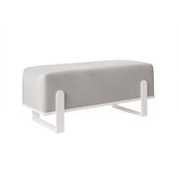 POLSTERBANK MARA 80 cm Weiß / Grau ,Metallgestell - Grau, Textil/Metall (80/47/35cm) - Idohome
