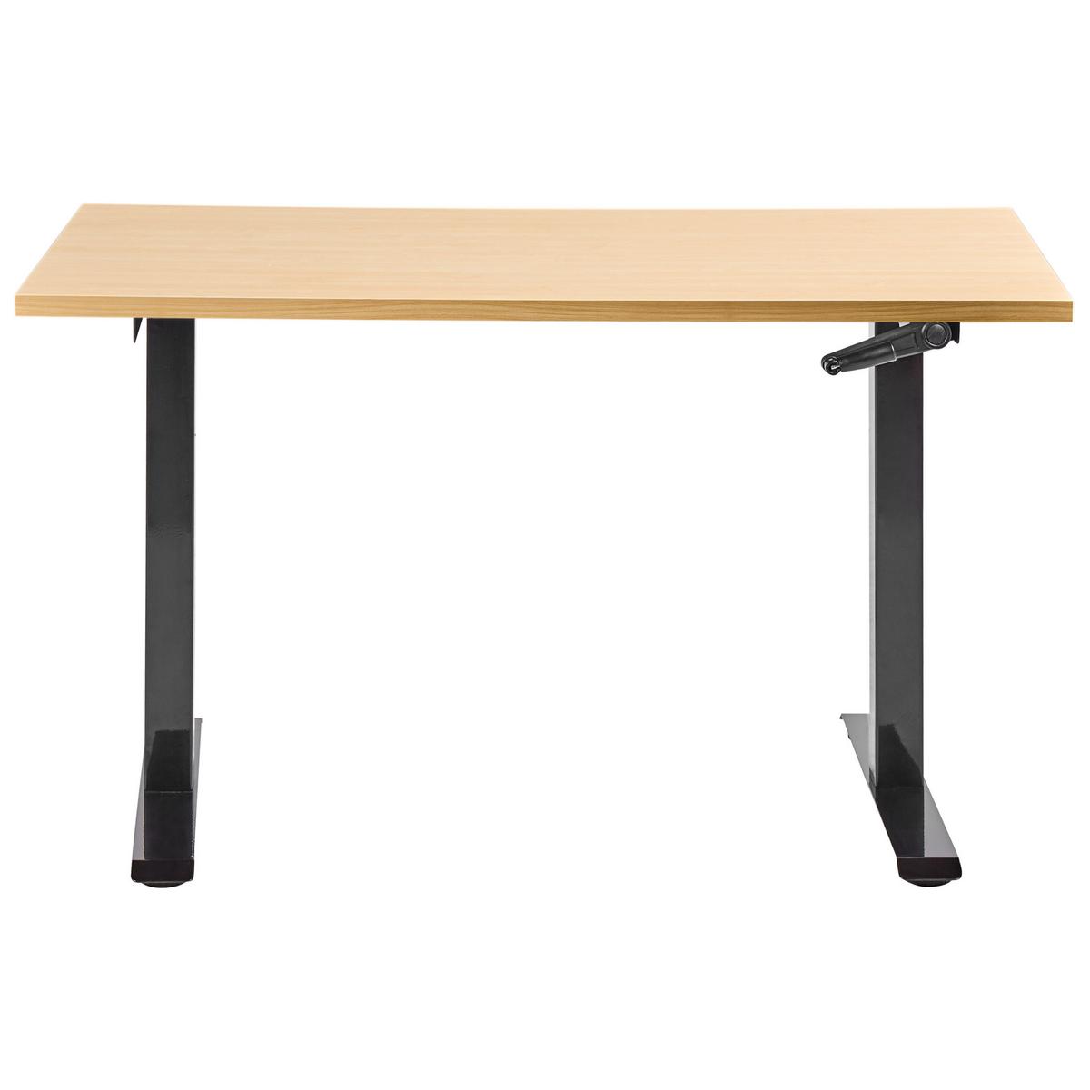 SCHREIBTISCH manuell höhenverstellbar 120/72 cm Schwarz/Hellbraun Destines - Hellbraun/Schwarz, Holzwerkstoff/Metall (72/120/74cm) - Beliani