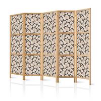 PARAVENT Japanischer 5-tlg 225x172 cm Hasen und Blumen - Multicolor, Holz/Textil (225/172/3cm) - Muralo