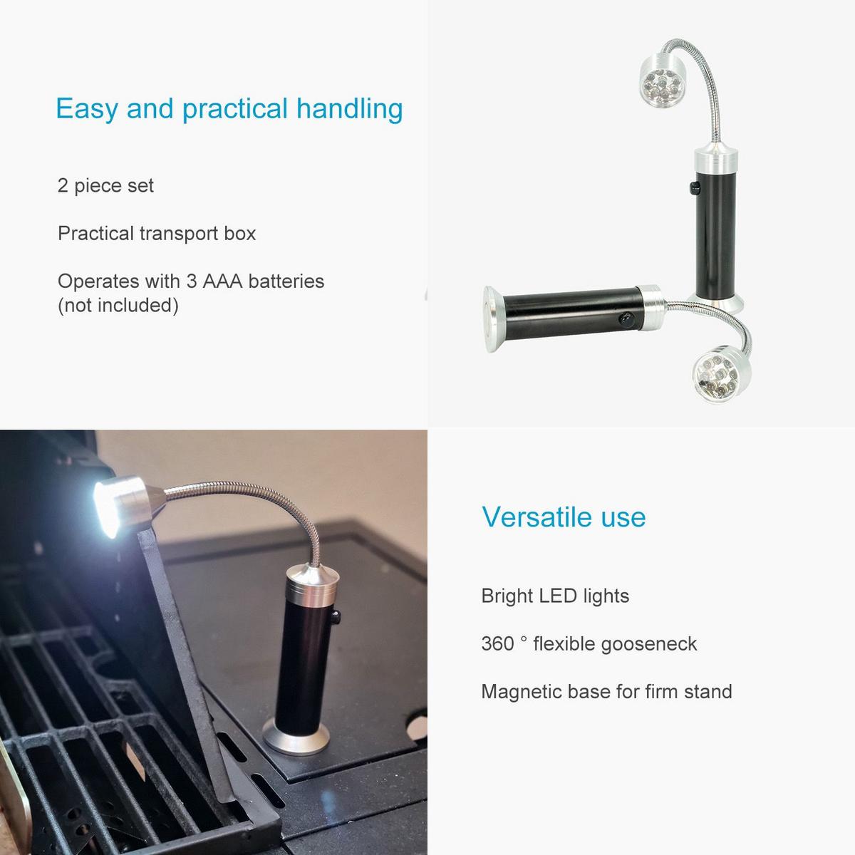 GRILLLEUCHTE Magnetisch LED Aufbewahrungsbox (2.tlg-Set) - Silberfarben, Metall (3.8/3.8/25cm)