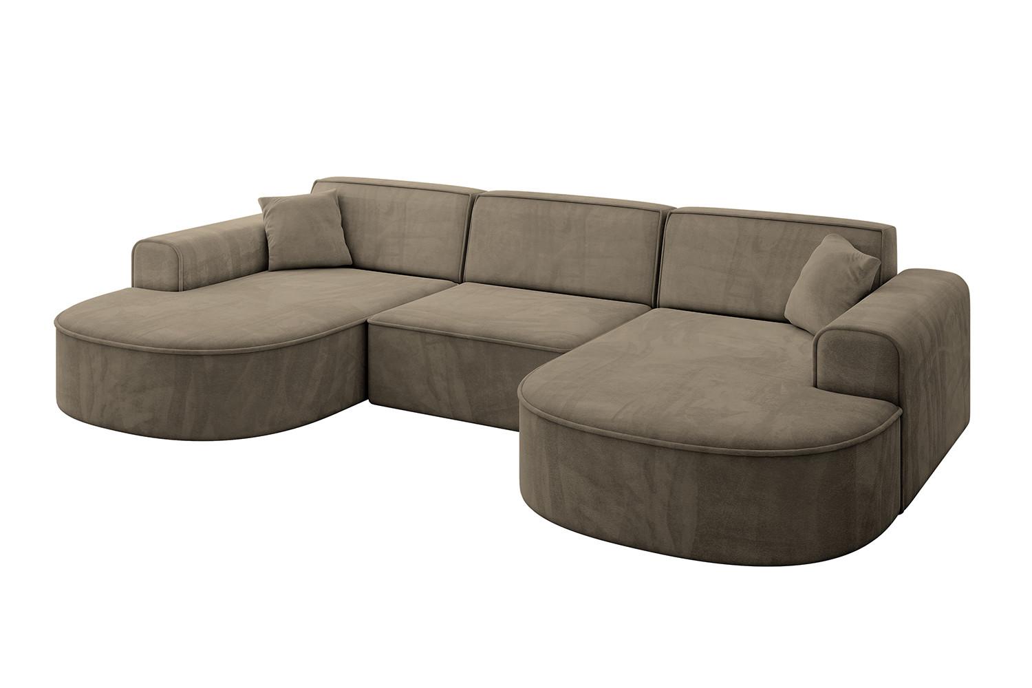 WOHNLANDSCHAFT MARI-U1 - 303x171x79 cm Dunkelbraun Velours - Dunkelbraun/Schwarz, Holzwerkstoff/Kunststoff (303/79/171cm) - ALTDECOR