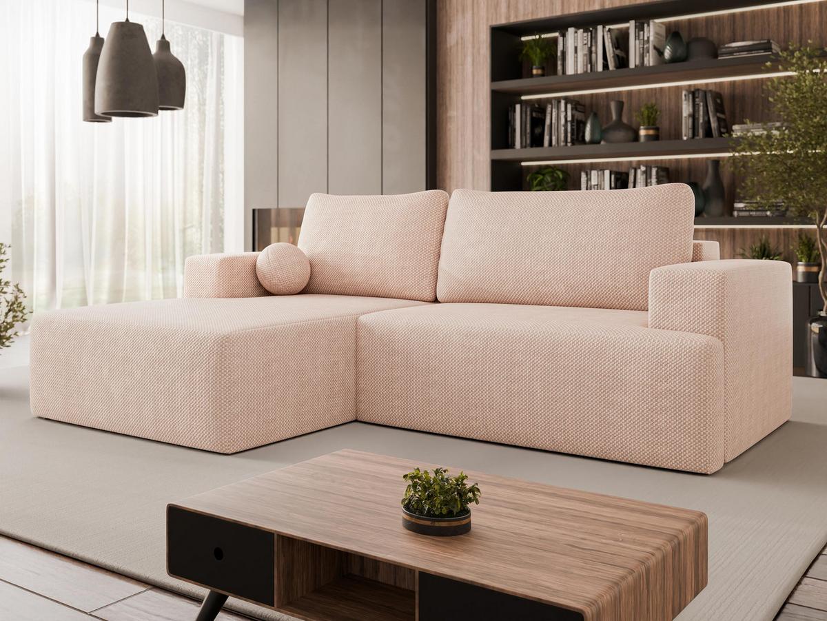 ECKSOFA Mivo, Seite: Links - Hellrosa/Schwarz, Holz/Kunststoff (266/163cm) - MIRJAN24
