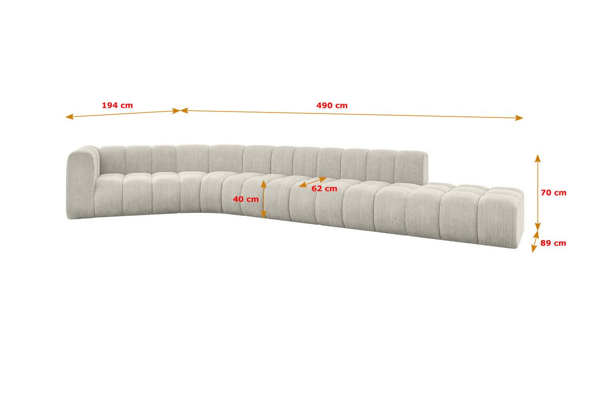ECKSOFA modulares Sofa Tilmo-L2 - 490x194x70 cm Creme - Hellgrau/Creme, Holzwerkstoff/Textil (490/194cm) - ALTDECOR