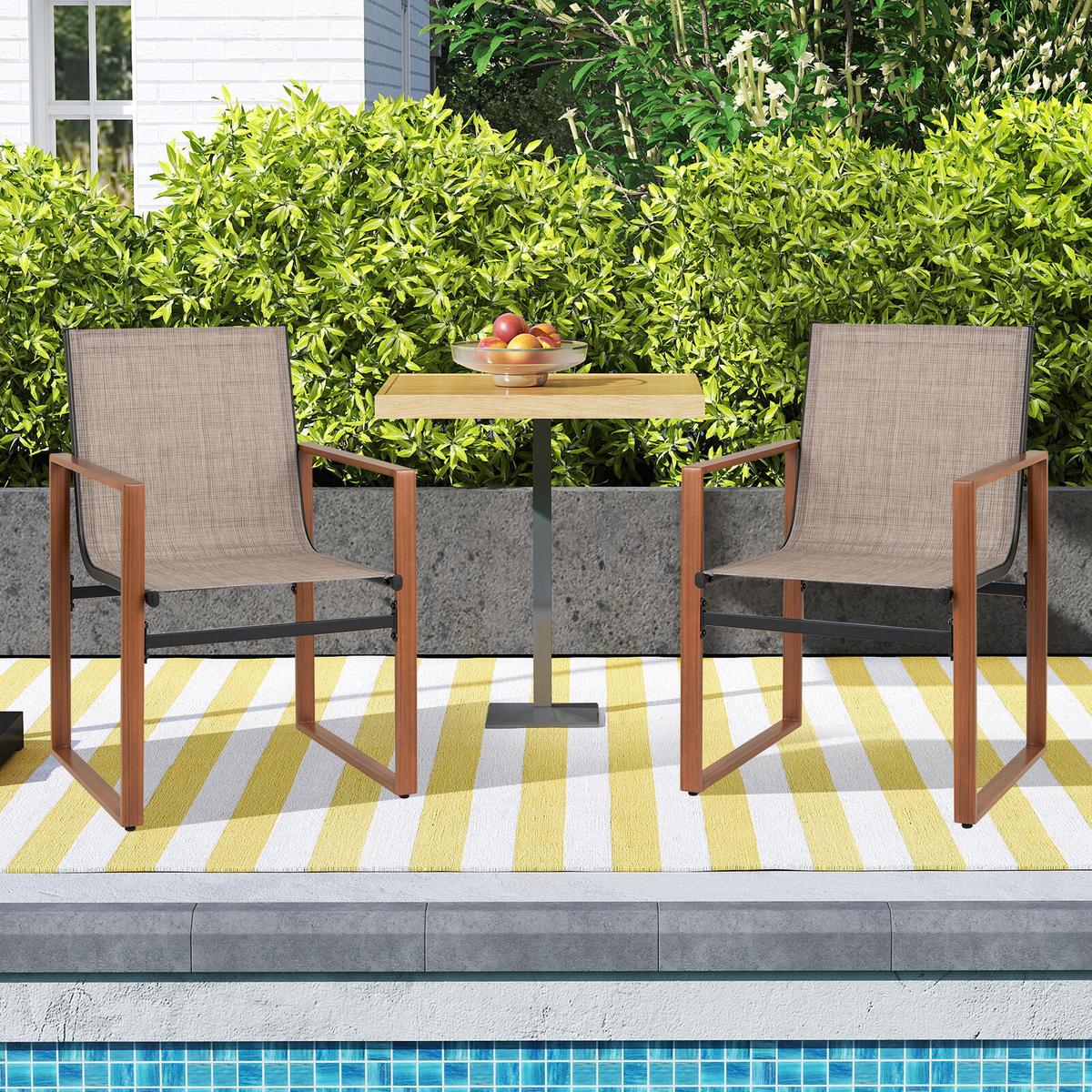 TERRASSENSTUHL Braun(2er-Set) - Braun, Metall (59/86/55.5cm) - COSTWAY