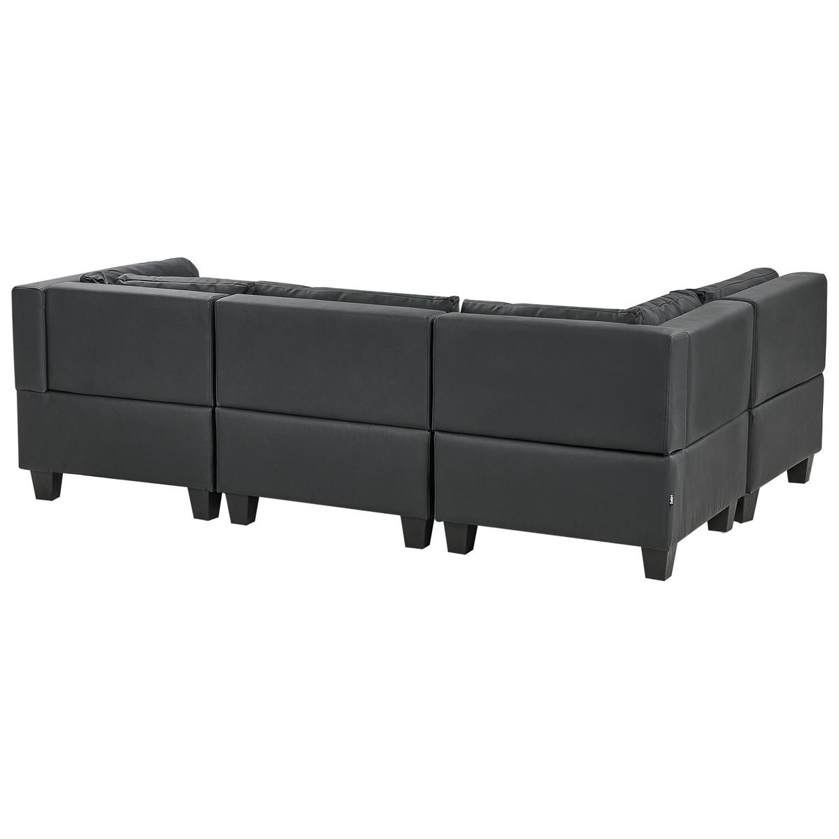 ECKSOFA Modul 4-Sitzer rechtsseitig Schwarz Kunstleder Unstad - Schwarz, Kunststoff (228/152cm) - Beliani