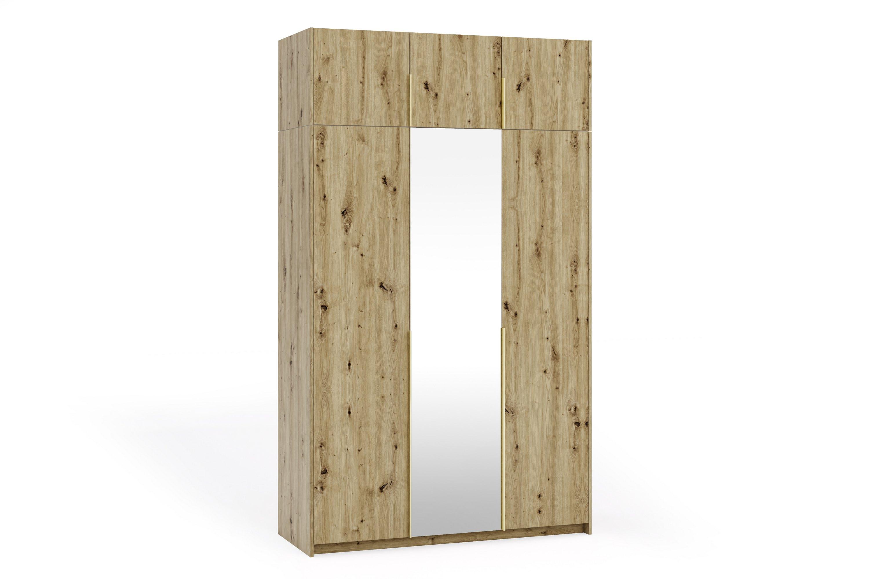 DREHTÜRENSCHRANK THALIA 148/250/58cm 3-türig mit Spiegel Eiche Artisan - Eiche Artisan, Holzwerkstoff (148/250/58cm) - MASSENO