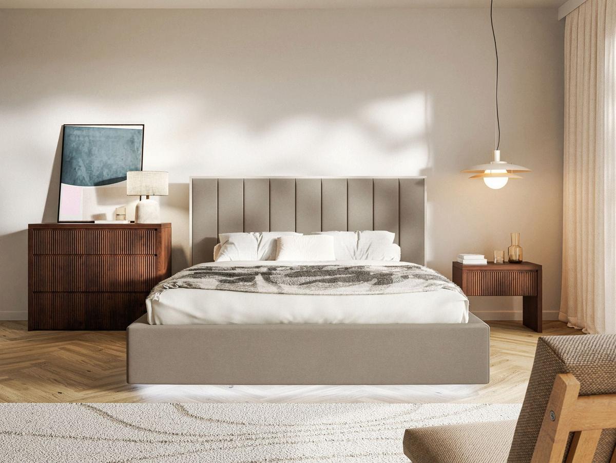 POLSTERBETT Togents Braun mit Veloursbezug und LED, 160x200 cm - Braun, Textil (160/200cm) - Selsey