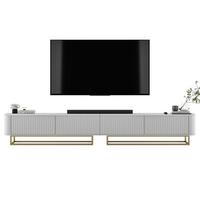 TV-LOWBOARD 2er-Set Aurora Weiß matt 280 cm mit Metallrahmen - Goldfarben/Weiß, Holzwerkstoff/Metall (280/44/35cm) - Meble Lindner