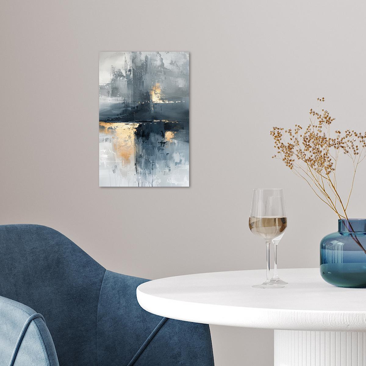 POSTER Kunst - Grau - Gold - Abstrakt Room Decor 20x30 cm - Dunkelgrau, Papier (20/30/0.1cm) - MuchoWow