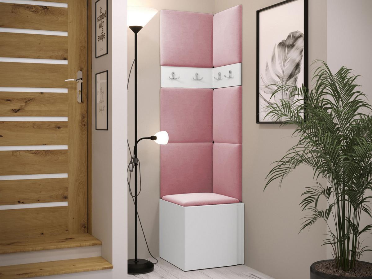 GARDEROBEN-SET Orion XXI - Weiß/Rosa, Holzwerkstoff/Kunststoff (42/186/46cm) - MIRJAN24