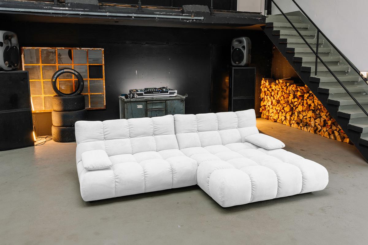 SITZGRUPPE VIVIEN 3ER SET Weiß Cord (1er-Set) - Weiß, Kunststoff/Textil (359/85/510cm) - KAWOLA