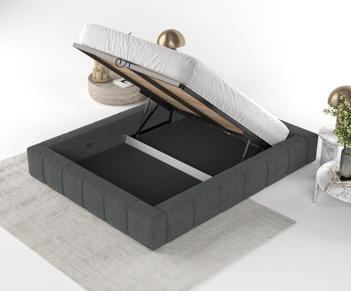 POLSTERBETT Kea mit Stauraum 160/200 cm Anthrazit im Bubble Stoff - Anthrazit/Schwarz, Holz/Holzwerkstoff (160/200cm) - AltaBeds