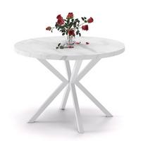 AUSZIEHTISCH MILTON 120-196/76 cm mit Metallgestell, Weiß / Bianco Marmor - Perlmutt/Weiß, Holzwerkstoff/Metall (120/120/76cm) - Idohome