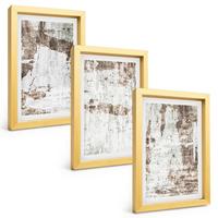 BILDER SET 3er Set - 20x30 cm Goldrahmen - Abstrakte Muster, weiß, braun - Goldfarben, Kunststoff (20/30cm) - TULUP