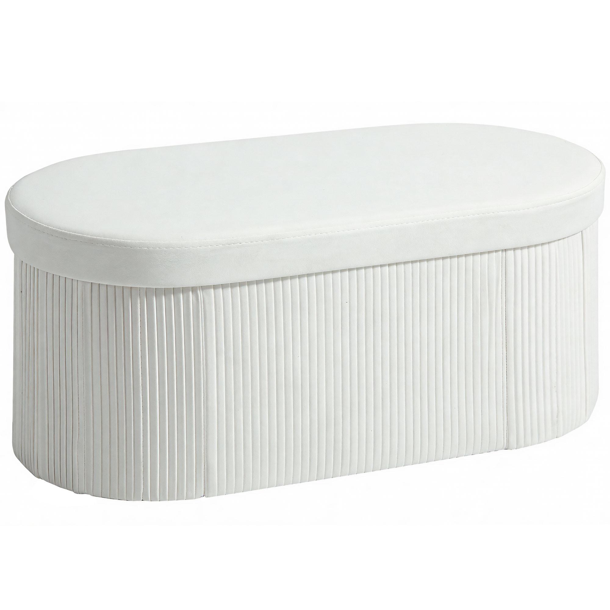 SITZBANK mit Stauraum Weiß 76/38/35 cm - Creme, Textil (38/35/76cm) - HOMCOM