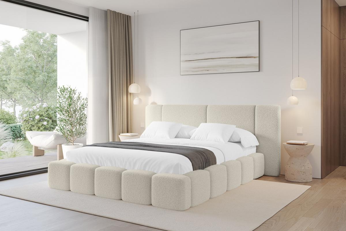 POLSTERBETT mit Bettkasten und Lattenrost, Boxbett ohne Matratze - NILO 180x200 Beige - Champagner, Holzwerkstoff/Textil (180/200cm) - ALTDECOR