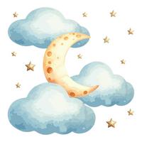 WANDAUFKLEBER 60x74cm - Mond, Wolken, Himmel - Multicolor, Kunststoff (60/74/0.1cm) - Wallfluent