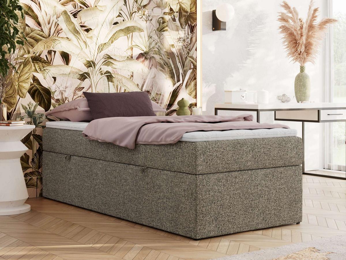BOXBETT ZERO 90/200 - Grau Struktur - H3 - Topper Visco - Grau, Textil (90/200cm) - MKS