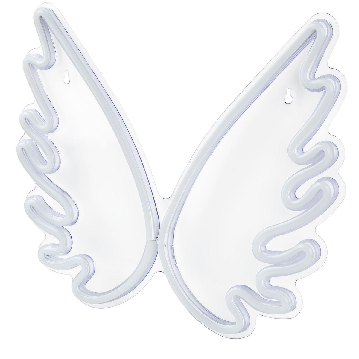 NEONLICHT LED Wanddeko weiß Engelsflügel 33 cm GABRIEL - Weiß, Kunststoff (2/40/33cm) - Beliani