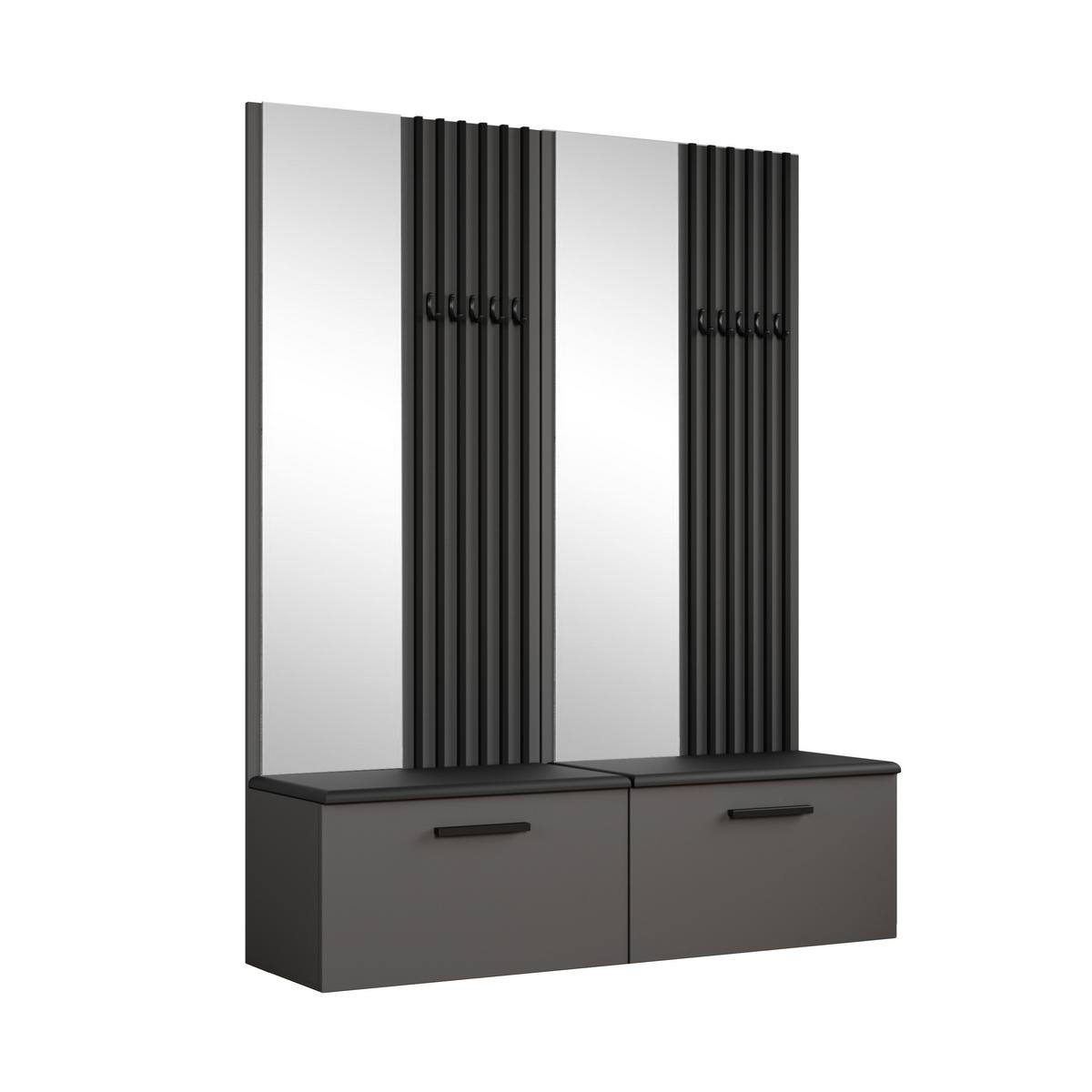 GARDEROBENSCHRANK Rosanno II Grau 80,6/204/40 cm – Modern, mit Spiegel und Kleiderhaken - Grau, Holzwerkstoff/Kunststoff (80.7/204/40cm) - AX Living