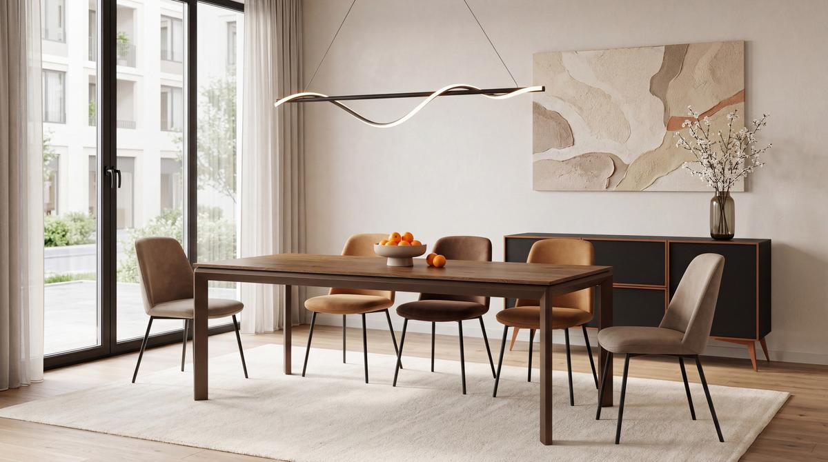 ESSTISCH Elan rechteckig ausziehbar verlängerbar mit Braunen Metallbeinen, Eiche Braun Rustikal 160-250/90/76 cm - Alteiche/Braun, Holzwerkstoff/Metall (90/250/76cm) - WFL GROUP
