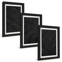 BILDER SET 3er Set - 20x30 cm Schwarzer Rahmen - Dunkler Marmor, elegante Texturen - Schwarz, Kunststoff (20/30cm) - TULUP