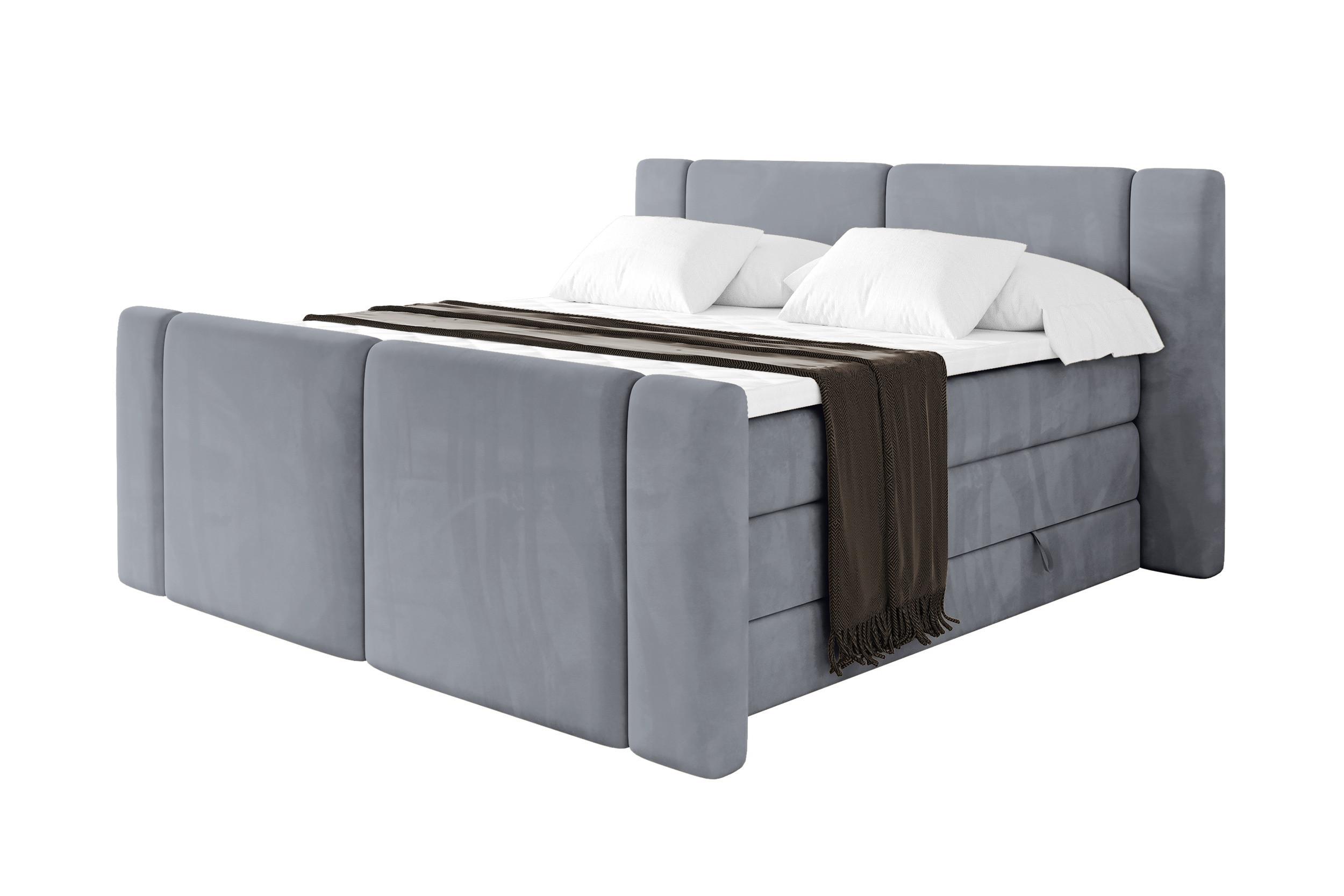 BOXSPRINGBETT mit Matratze H3/H4 - EVON KING Zanozek - 180x200 cm Grau - Grau, Holzwerkstoff (180/200cm) - ALTDECOR