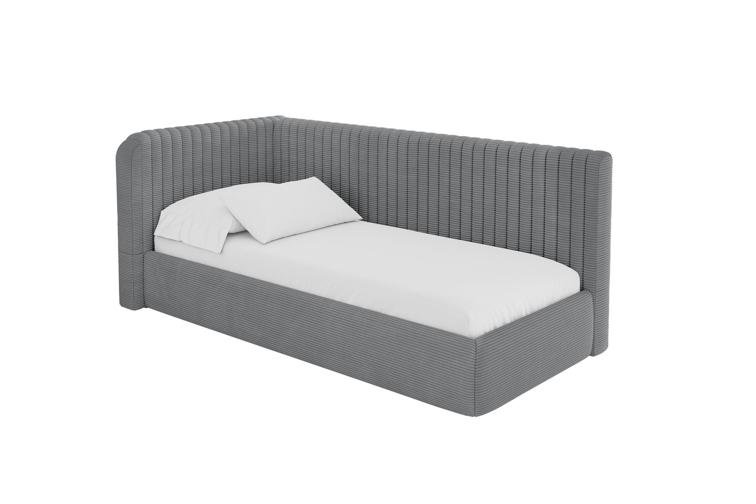 EINZELLBETT Jugendbett mit Bettkasten, Rechts - AURY 100x200 Dunkelgrau - Schieferfarben, Holzwerkstoff/Textil (100/200cm) - ALTDECOR