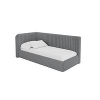 EINZELLBETT Jugendbett mit Bettkasten, Rechts - AURY 100x200 Dunkelgrau - Schieferfarben, Holzwerkstoff/Textil (100/200cm) - ALTDECOR