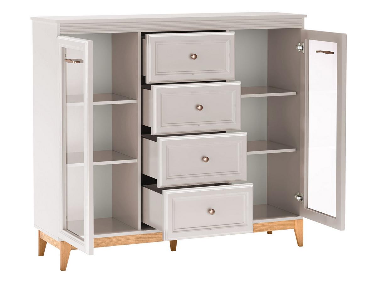 KOMMODE Windsor W-07 mit Weißer LED-Beleuchtung - Kaschmir/Eichefarben, Holz/Holzwerkstoff (142/126/41cm) - MIRJAN24