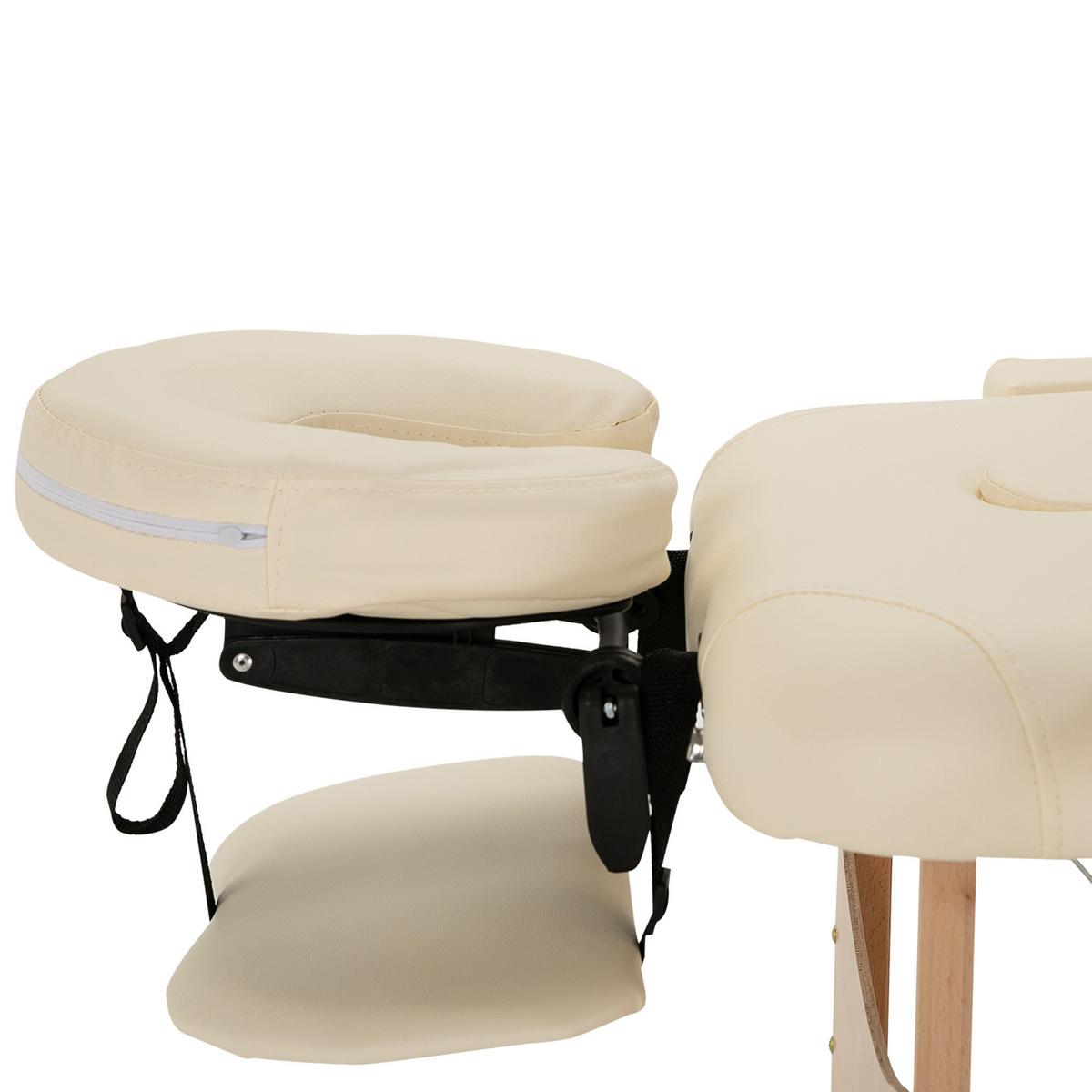 MASSAGETISCH, Massagebett mit Kopfstütze, Kunstleder, Holz, Creme - Weiß, Holzwerkstoff (81/92/210cm) - HOMCOM
