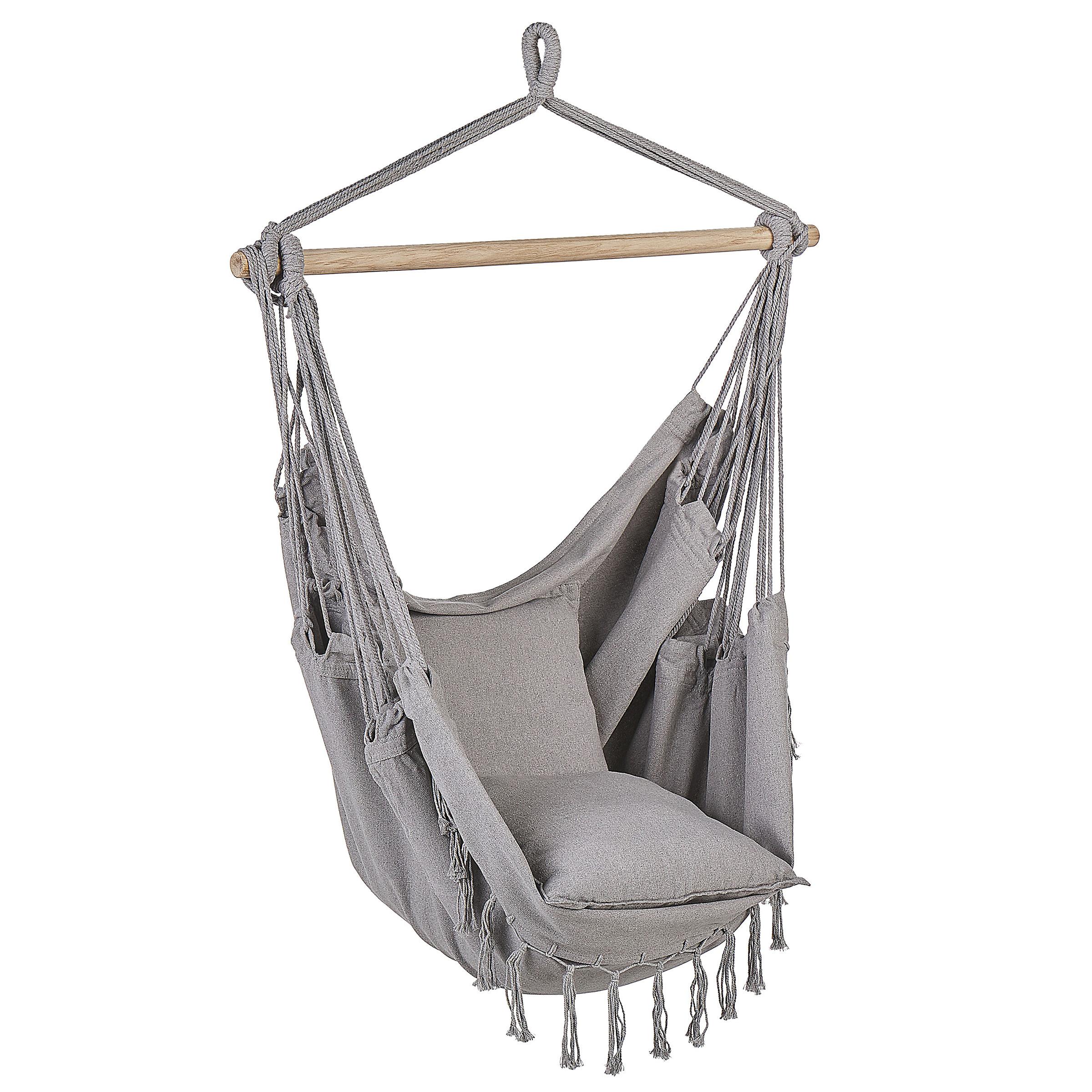 HÄNGESSESSEL Makramee Baumwolle hellgrau Bonea - Hellgrau, Textil (95/125/55cm) - Beliani