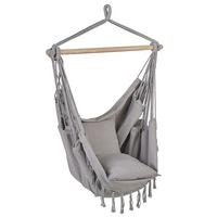 HÄNGESSESSEL Makramee Baumwolle hellgrau Bonea - Hellgrau, Textil (95/125/55cm) - Beliani